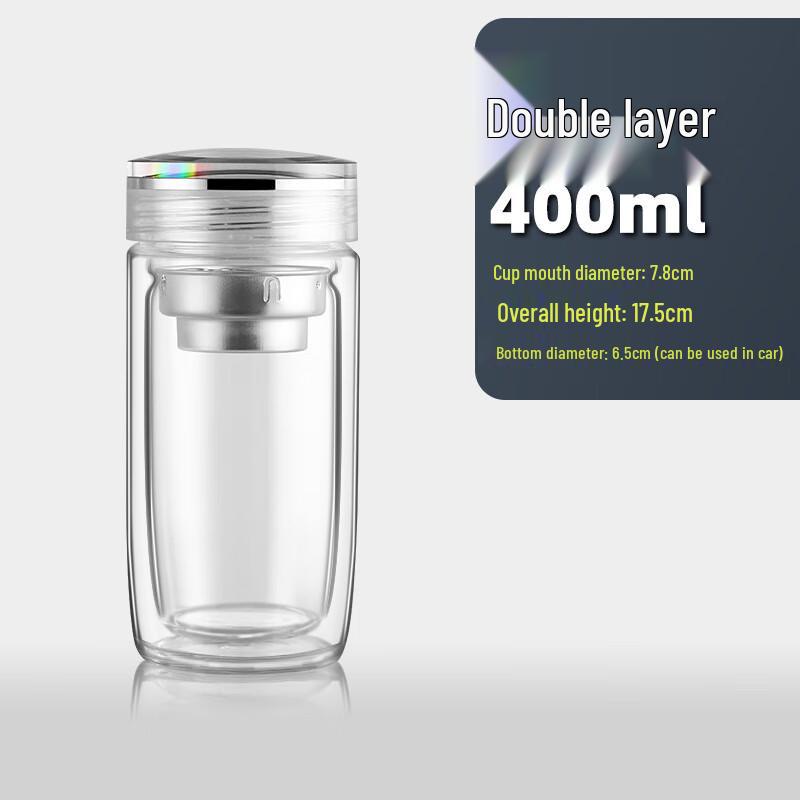 MINGHUI 3D Curved Crystal Goose Egg Double Wall Glass Tea Cup 400ml