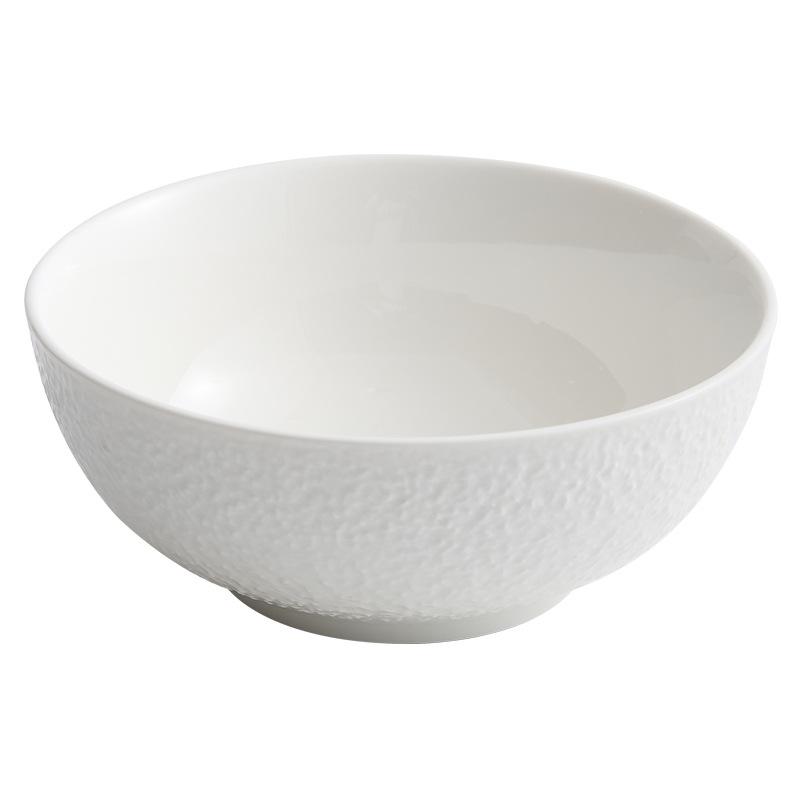 Nudlová miska, Domácí rýžová miska, Bílý jídelní servis s vysokým vzhledem, 2023 Nová jednoduchá keramická salátová mísa, Miska na instantní nudle