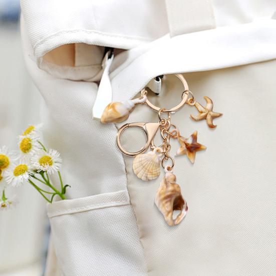 Beach Keychain Pendant Imitation Shell Conch Starfish Design Handbag Pendant Keyring Bag Charm Wallet Accessory