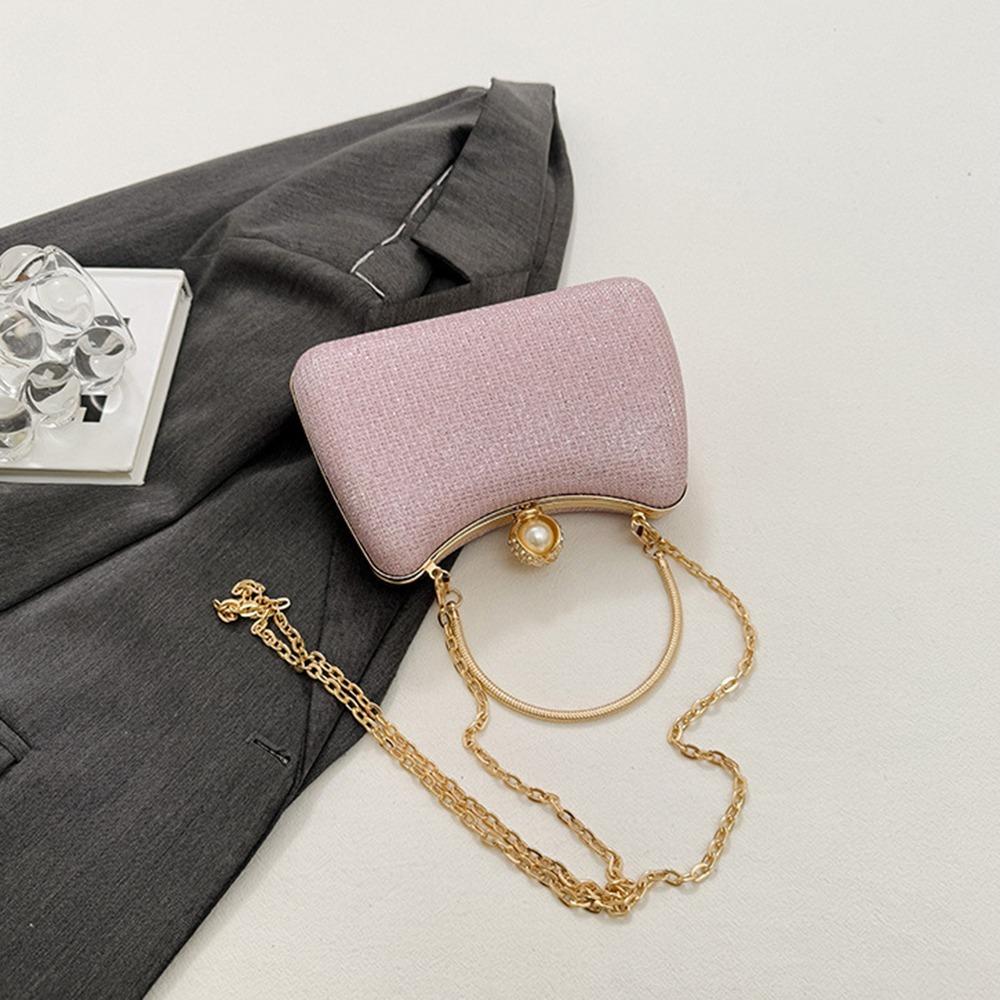 Metal Top Handle Box Shoulder Bag Snap Closure Ladies Clutch Bag Evening Banquet Bag  Wedding