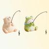 Bear Fishing Figurine Resin Animal Fishing Ornament Aquarium Car Dashboard Decoration Stress Relief Desk Office Decor