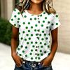 Women's Casual Round Neck Short Sleeve T-Shirt Button Detail Front Polka Dot Pattern Lightweight Soft Fabric Top