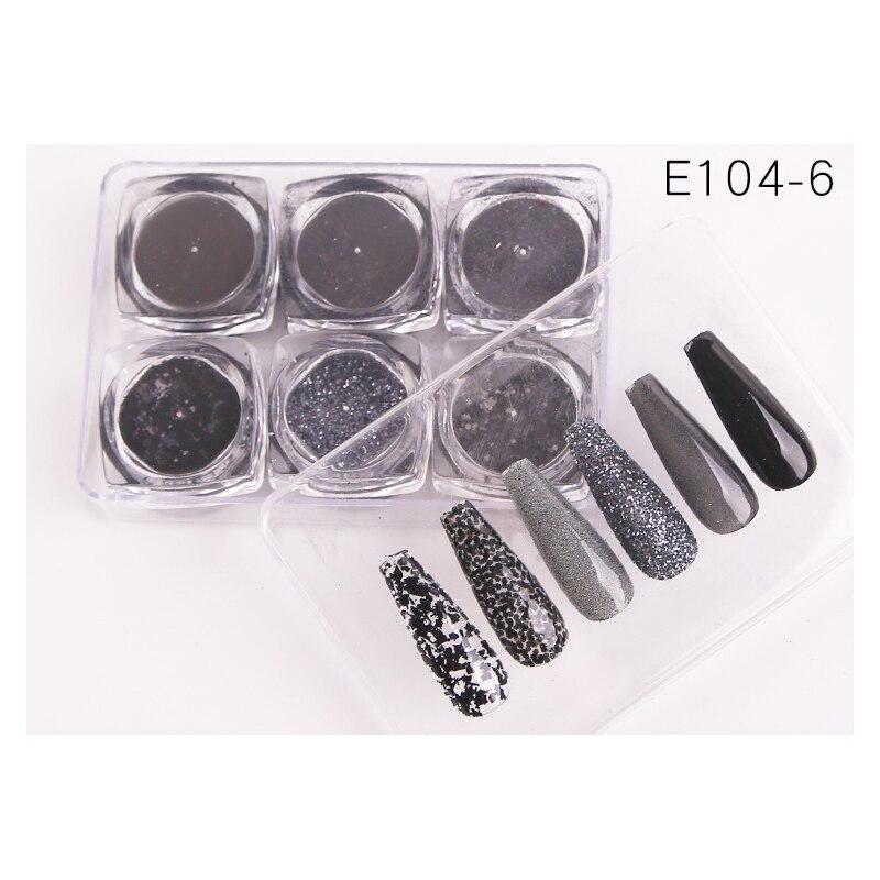 6 ks nail art třpytivý prášek na zdobení nehtů lesknoucí se pigmentové vločky flitr nail art dekorace