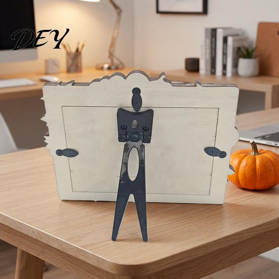 Thanksgiving Home Decor Halloween Wooden Photo Frame, Pumpkin Ghost Cat Cutout Picture Frame Holder, Double-sided Holiday Tabletop for Party Seasonal