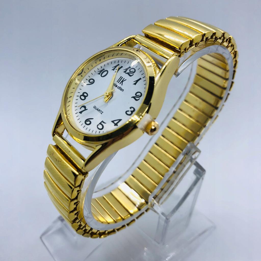 Montre Homme et Femme Confortable, Étendue, Sur un Bracelet Élastique, Bracelet Doré, Senior