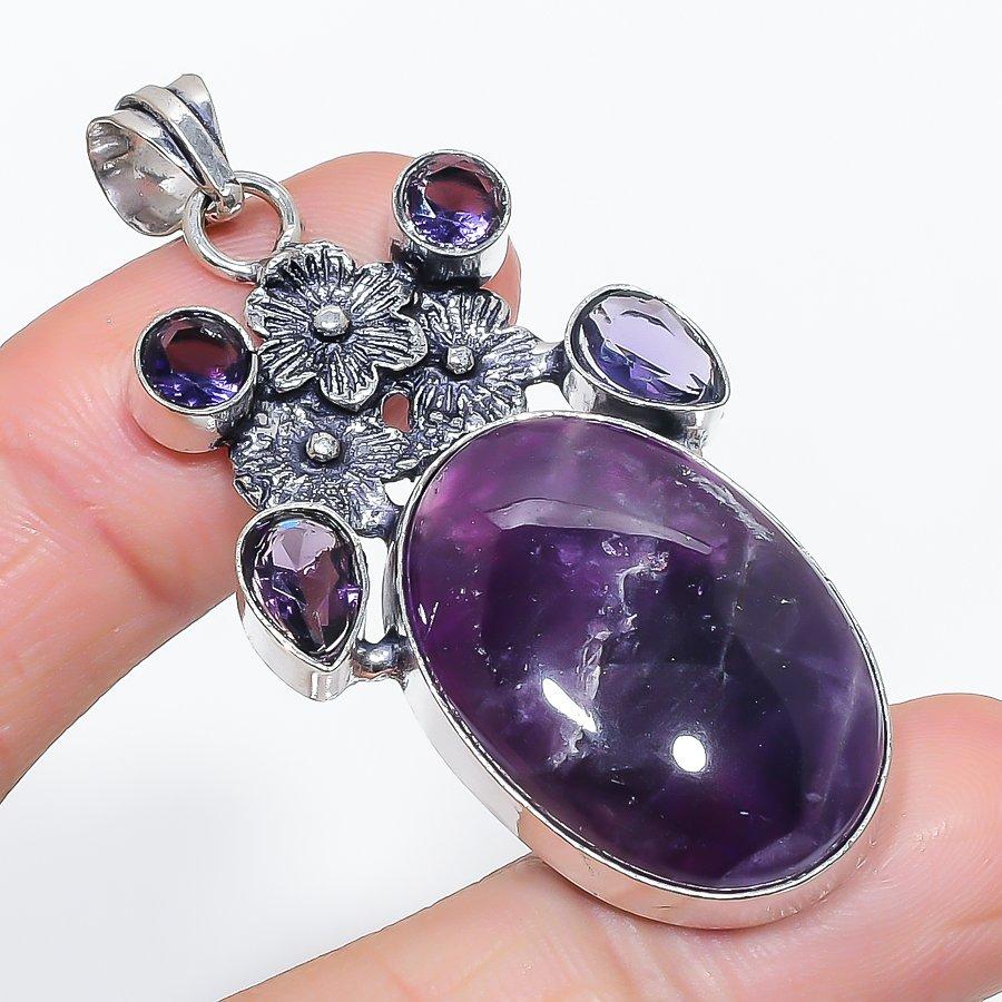 

Натуральный аметист шалфея, аметист 925 стерлинговое серебро ювелирная подвеска 2,32 W2w30