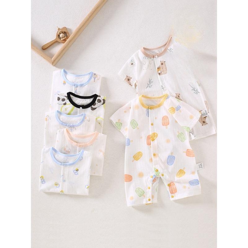 Tute in Cotone Traspirante per Neonati Tuta Estiva a Manica Corta per Neonato Bambino Bambina Tutine Morbide Monopezzo