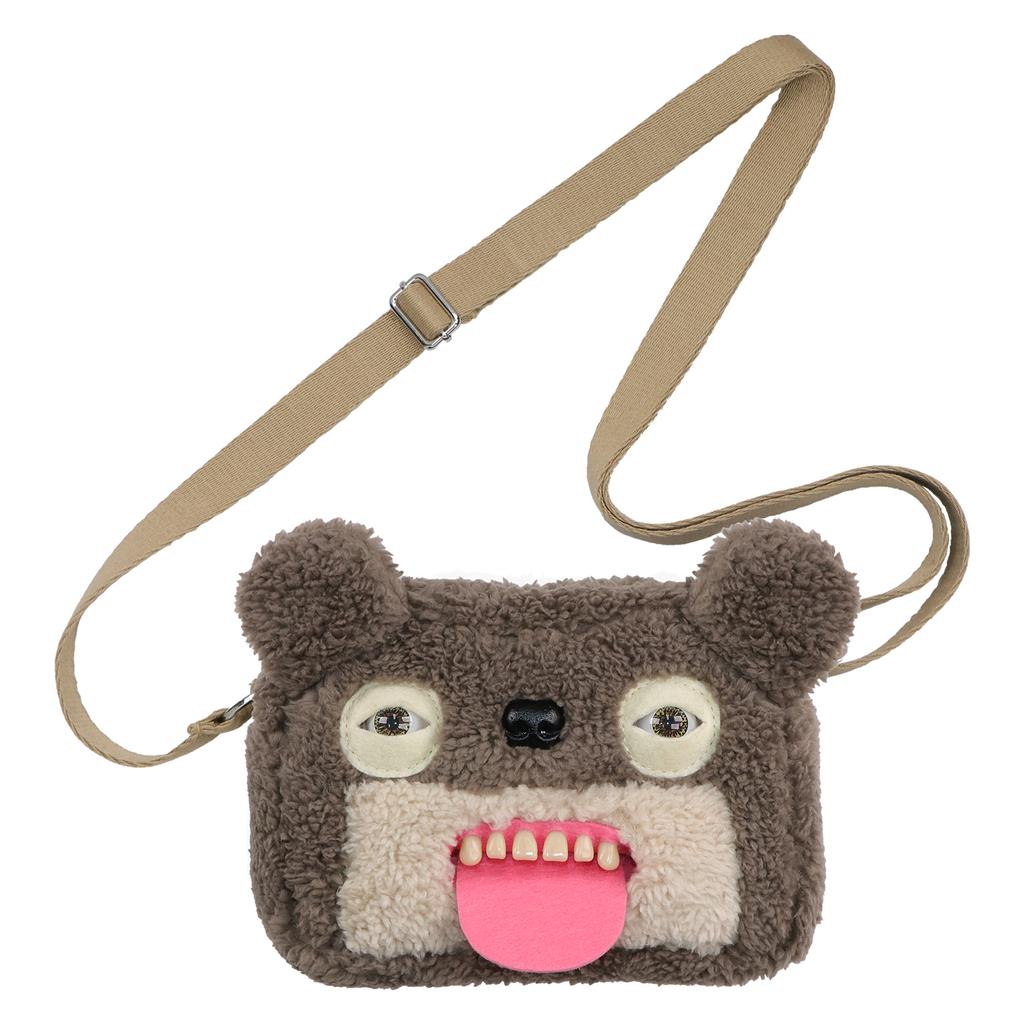 Fuggler Original Plush Shoulder Bag Wide Eyed Weirdo Screech Ugly Tooth Monster Big Head Crossbody Furry Backpack Birthday Gift