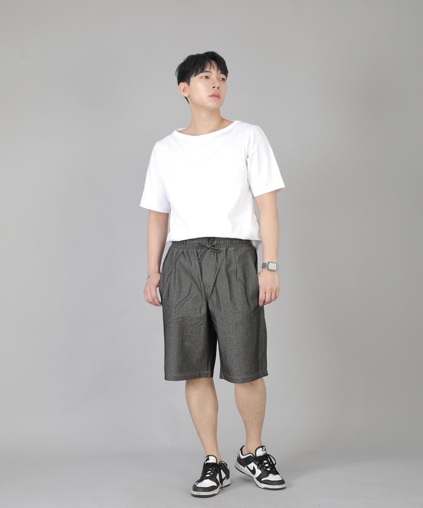 Seinteukeulu Pintuck Shorts Eps-350 Gray Black Denim
