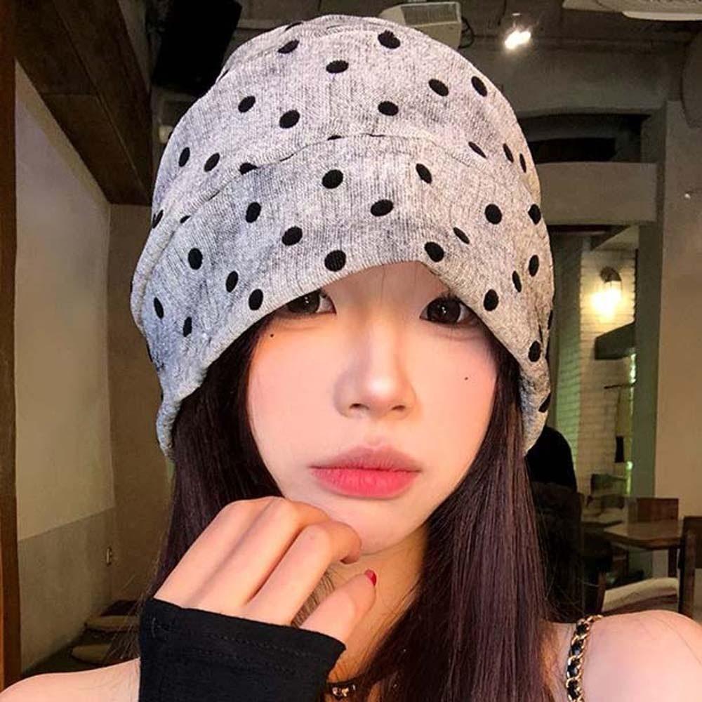 Retro Polka Dot Beanie Soft Windproof Head Wrap Vintage Pullover Hat Fashion Bloggers