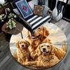 Golden Retriever Round Area Rug,Carpet Rug for Living Room Bedroom Sofa Playroom Decor,Non-slip Floor Mat