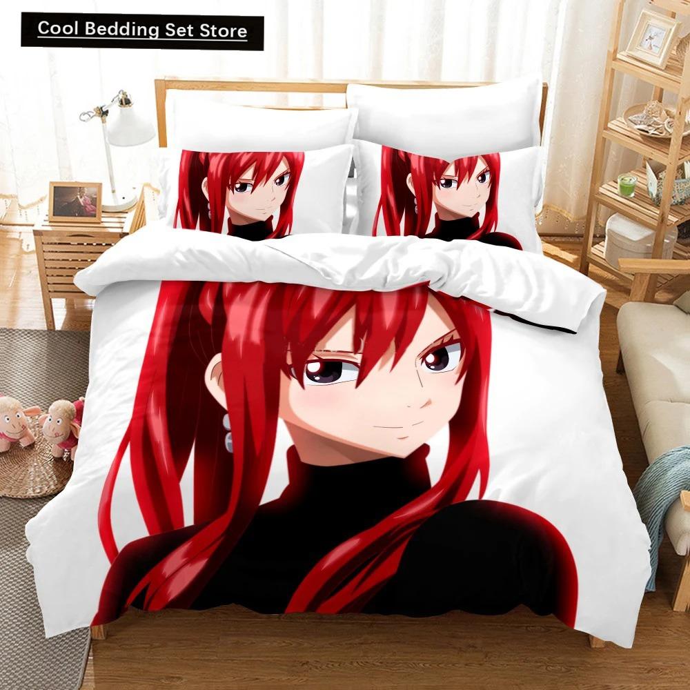 3D Print Anime Fairy Tail Logo Natsu Bedding Set Boys Girls Twin Queen Size Duvet Cover Pillowcase Bed Kids Adult Home Textiles