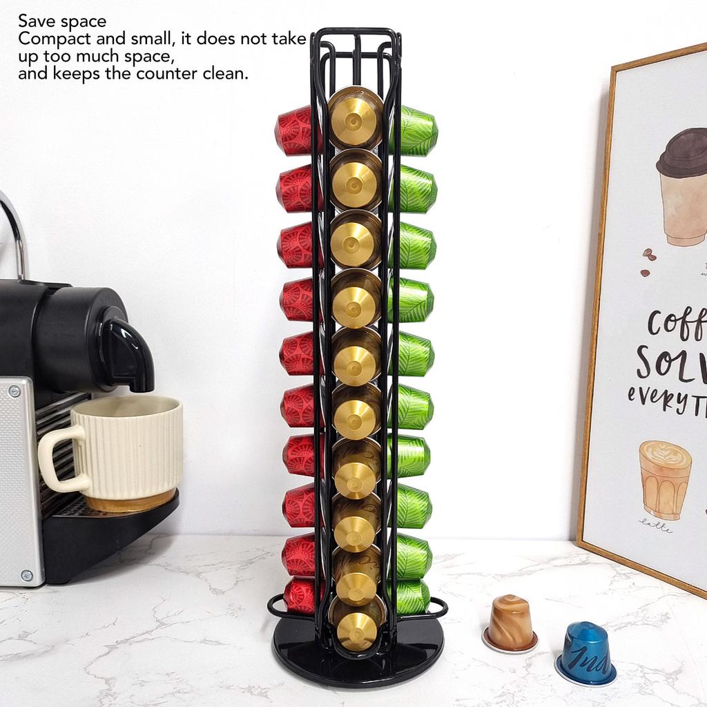 40 Capsule Coffee Pod Holder 360 Degree Rotating Carousel Storage   Dispenser for   Capsule