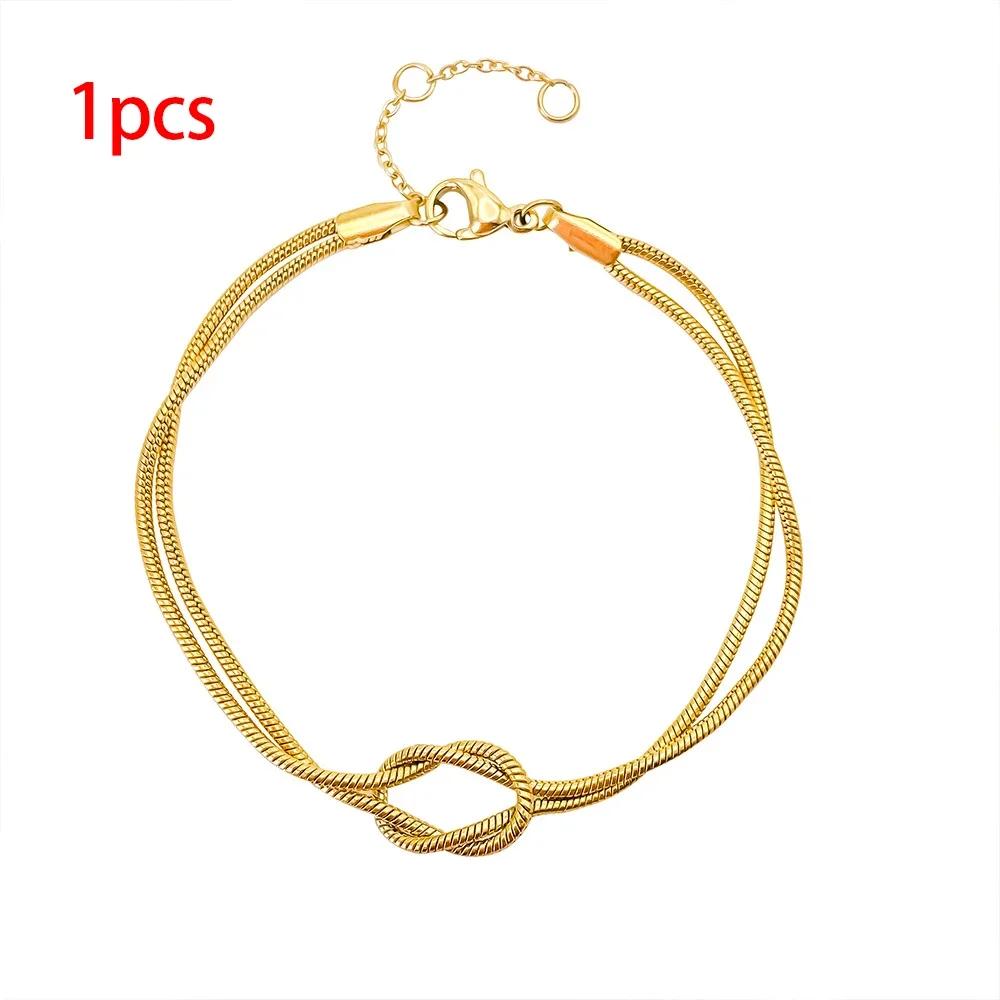 Edelstahl Dünne Schlangenkette Paar Armband Für Frauen Männer Knoten Doppelte Ketten Liebhaber Armreif Unisex Bijoux Schmuck
