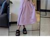 Women's High-End Purple Petite Bubble Sleeve Long Dress for Early Spring