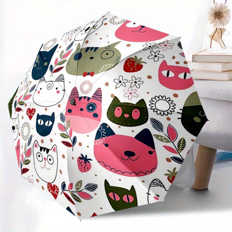 1pc Cat Illustration Automatic Opening/closing Umbrella with Auto Open/Close, Windproof, Foldable Sunshade, Perfect Gift for Friends, Durabl