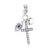 WOSTU 100% Real 925 Sterling Silver Cross Charm Zircon Bead Crosses Pendant Fit Original Bracelet DIY Necklace Religion Jewelry