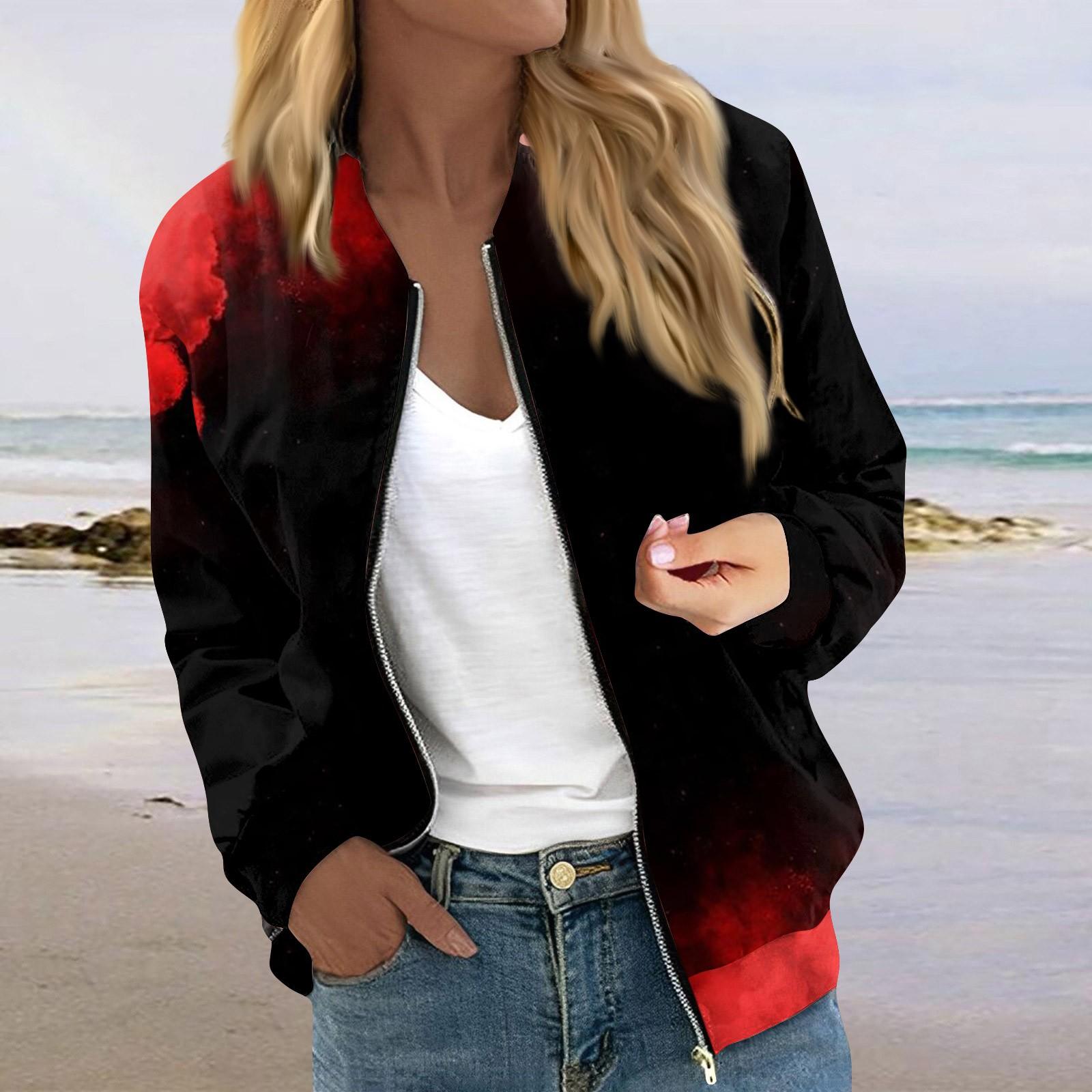 

Жіночі куртки з довгими рукавами, легкі, укорочені модні верхній одяг із принтом, повсякденні стьобані куртки з кишенями M чорний