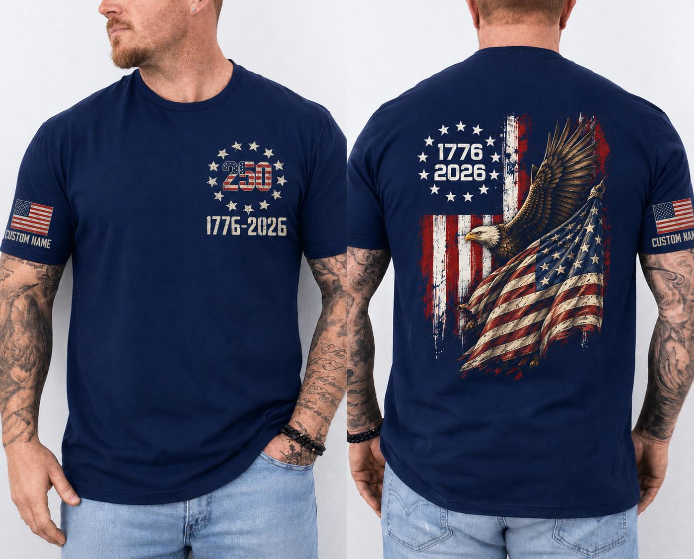 American Flag Shirt Celebrating 250 Years Of USA Freedom Unisex T-Shirt XXXL