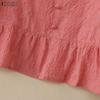 ZANZEA Women Square Collar Summer Embroidery Casual Short Sleeve Blouse