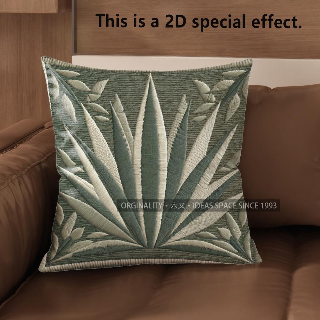 2D Set Of 4 Tropical Agave Leaf Throw Pillow Covers Pattern Cushion Cover Suitable For Sofa Bedroom Car Pillow Cover