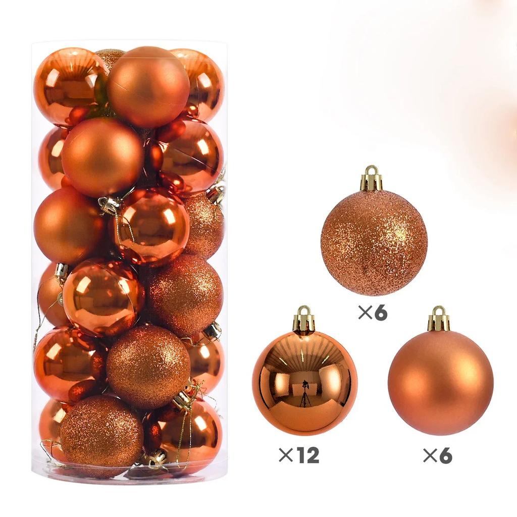 3/4/6/8cm 24Pcs Christmas Tree Balls Multicolor Xmas Ball Decorations Glitter Christmas Baubles Ornament Ball Party Home Decor Lij