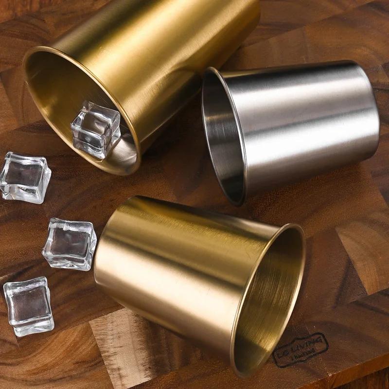 Nordic Ins Simple Metal Stainless Steel Gold Plated Brewery Cup Copper Titanium Gold High Quality Cup Steel Friends For Camping