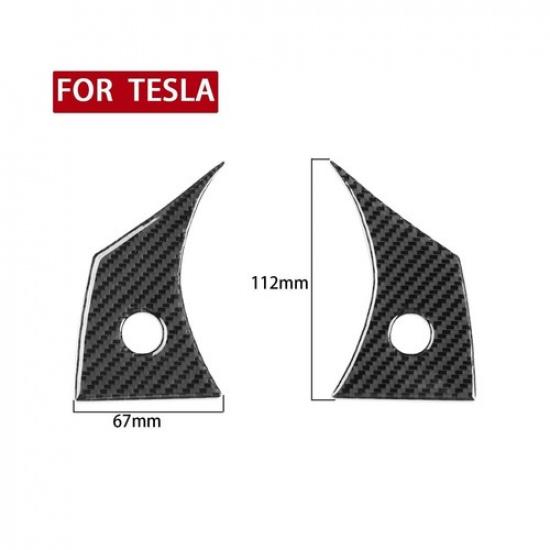 Carbon Fiber Interior Steering Wheel Button Cover Trim For Tesla Model Y/3 17-22