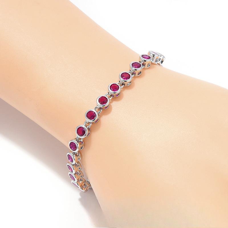 Japanese and Korean Beautiful Womens Round Seamless Bottom Set with Zircon Bracelet Niche Design Platinum Plated Jewelry Womens Accessories