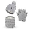 Winter Warm Hat, Scarf, Gloves, Knitted Three-piece Set, Piled Thickened Pattern Hairball Ear Protection Hat, Cold Protection Set