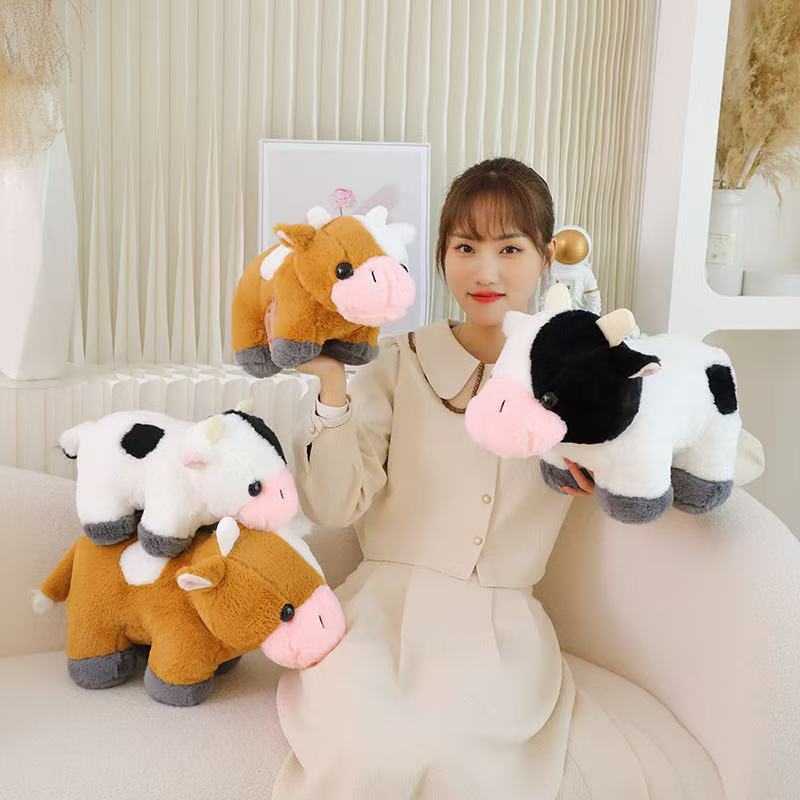 32cm Ranch Cow Doll Simulation Plush Toy Handmade Doll Cartoon Anime Cute Pillow Cushion Home Decoration Children's Birthday
