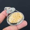 Sisters Day Deal Fossil Coral Stone Anniversary Wife Pendant Jewelry 925 Silver