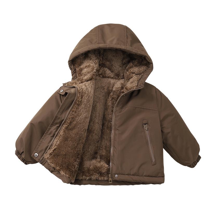 New Style Down Cotton Jacket for Boys and Girls - Thick Fleece-Lined, Hooded Coat for Children