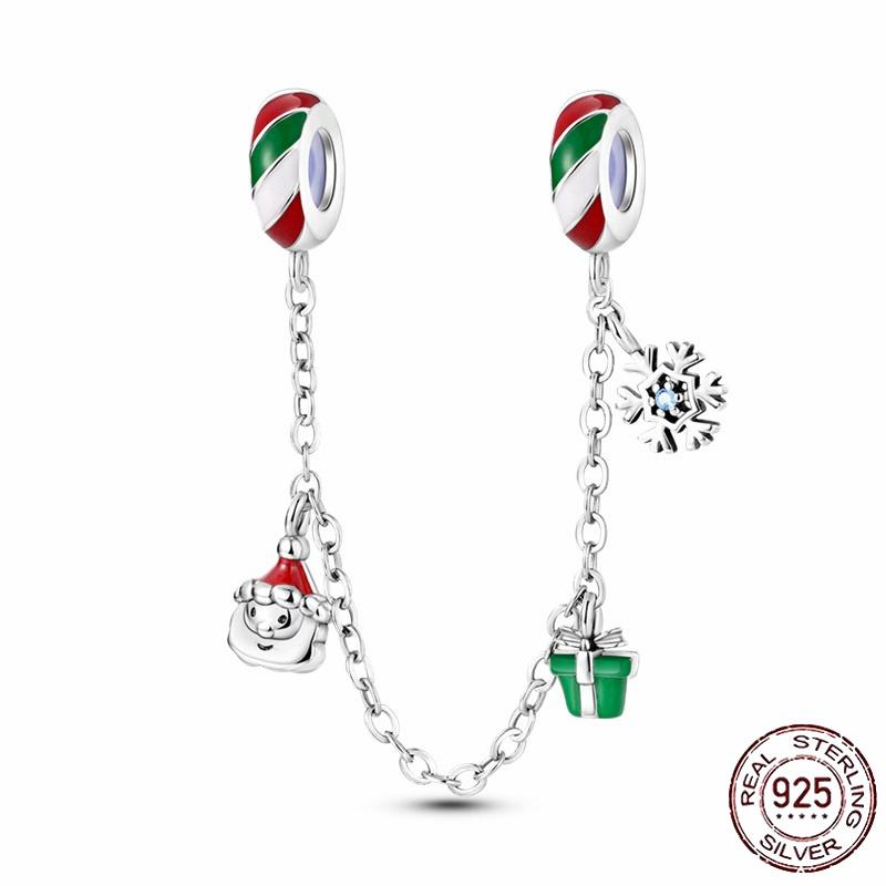 Stříbrný Křišťálový Pavé Bezpečnostní Řetízek Pevný Klip Pramen Přívěsek Vhodný pro Ženy Náramek Stříbrné Šperky Párty Narozeninový Dárek