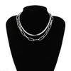 Geometric Versatile Punk Style Necklace for Women - Minimalist Double Layer Snake Bone Cross Chain Necklace