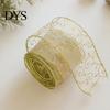 Hochwertiges Netzband für Blumengestecke 2,5" x 2,2 Yards Gold Transparent Weihnachtsbaumdekoration und Transparente Polyester-Schleifen Geschenkverpackung,