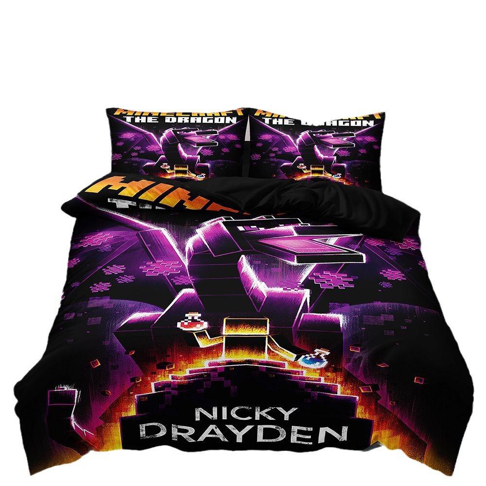 Digital Printing Three-Piece Set, Minecraft Themed Game Series Abraded Bedding Kit