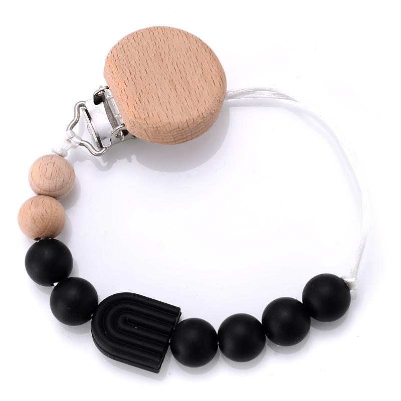 Baby Pacifier Clips Silicone Beads Wooden Crochet Ball Teething Ring Chain Nipple Clamp Dummy Holder Clip Chew Accessories