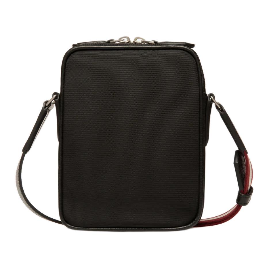 Bally Codice Palladio Metallo Accessori Chiusura Doppia Zip Pannello in Nylon Bordatura in Pelle Borsa a Spalla Crossbody Borse da Uomo Nero 63064341