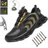Rotary Button Men's Safety Work Shoes Breathable Puncture Proof Outdoor Shoes Non-slip Platform Light Breathable Work Sneaker