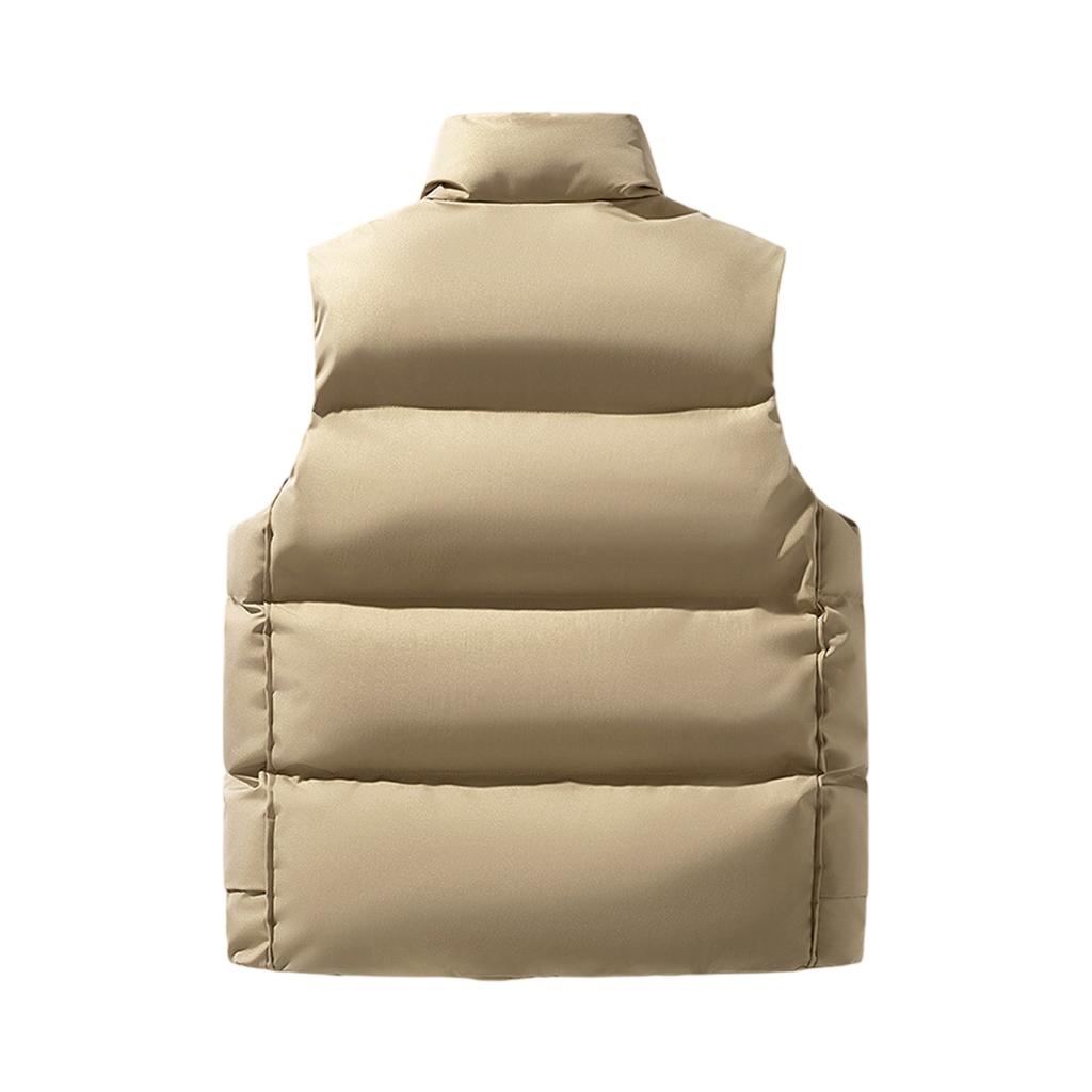 Men's Solid-color Casual Vest, Men's And Women's Style Zipper Stand-up Collar With Cotton Warm Sleeveless Vest