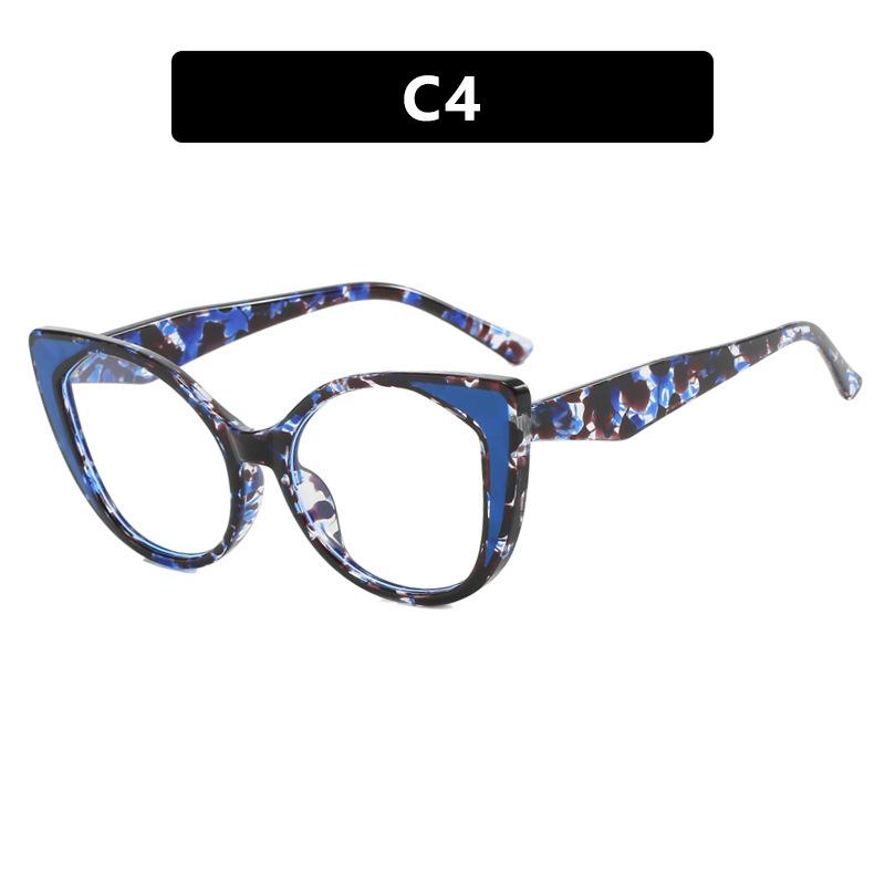 Trendy Cat-eye TR90 Frame Colorful Patchwork Large Size Prescription Short Sight Eyewear 0 -0.5 -1 -1.25 -1.5 -1.75 -2.0 To -6