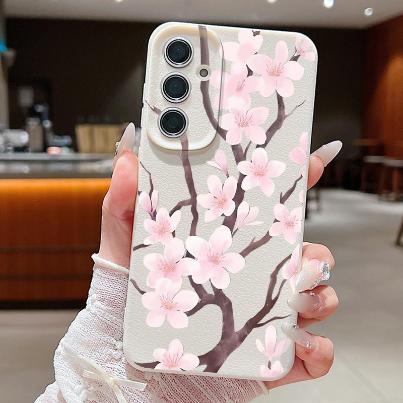 Hand-drawn Style Sakura Case For Samsung Galaxy A57 A37 A17 A56 A36 A26 A16 A55 A35 A25 A15 A54 5G S21 FE S22 S23 S24 Plus S25 Edge S26 Ultra