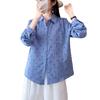 New Korean Simple Casual Style Double-layer Cotton Yarn Pure Cotton Polka Dot Shirt Women's Loose and Thin Long-sleeved Printed Shirt