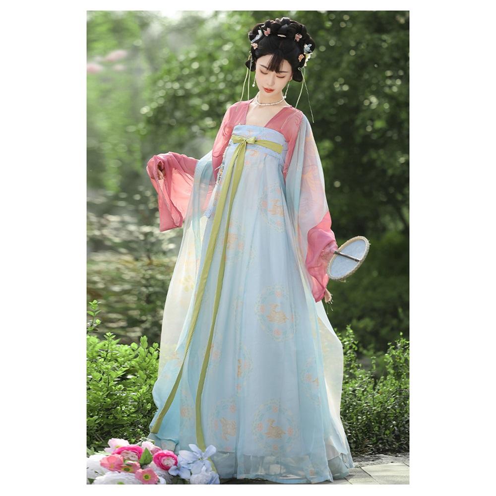 Chinese Original Tang Dynasty Hanfu, Elegant Flowy High Waist Ruqun Set for Women, Spring & Summer
