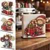 Festive Snowman Paper Napkin Stand Holder for Dining Table Wood Vertical Retro Holiday Party Table Decor Dispenser Christmas Tissue Storage