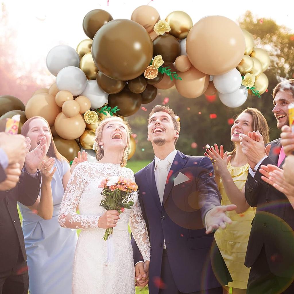 125PCS Brown Latex Balloon Set Suitable for Birthday Parties, Weddings, Valentine's Day Party Decorations