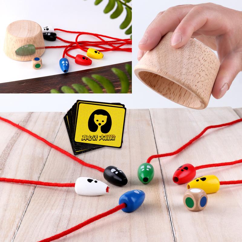 Kinder Lern Intelligenz Eltern-Kind Kreatives Spielzeug Katze fängt Maus Baby Interaktive Holz Tischspiele
