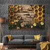 2D Wood Honeycomb Backdrop Bee & Wildflower Rustic Party and Festival Decoration