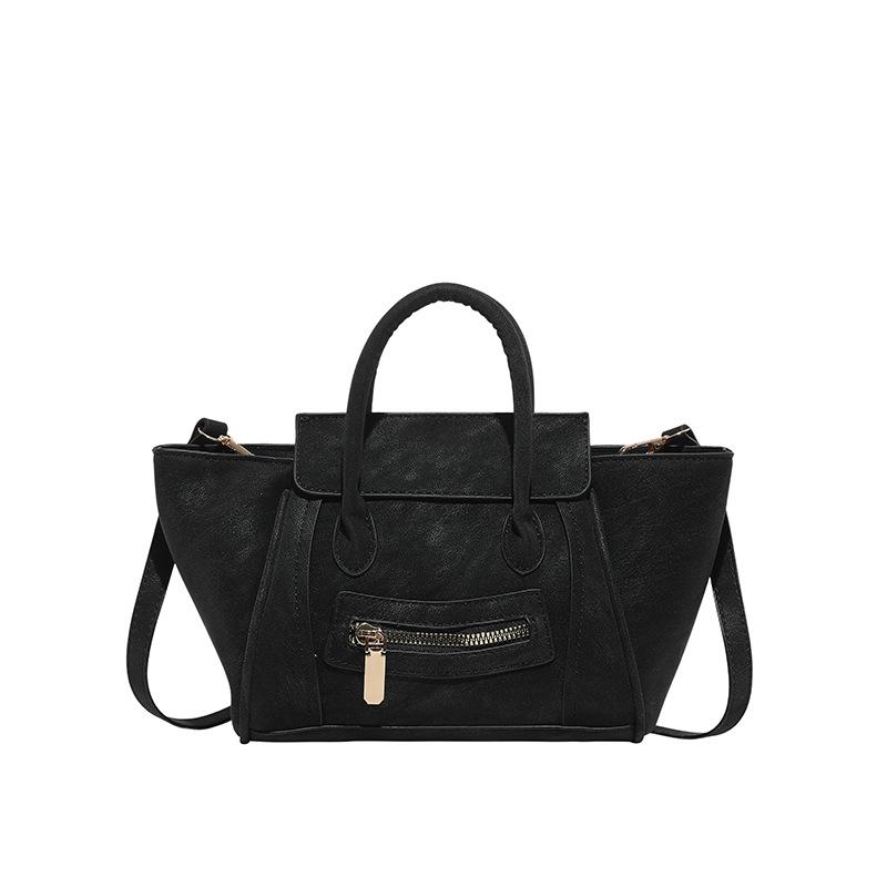 

Structured Faux Leather Tote Bag Women s Fashion Handbag with Top Handle and Front Zip Pocket чёрный